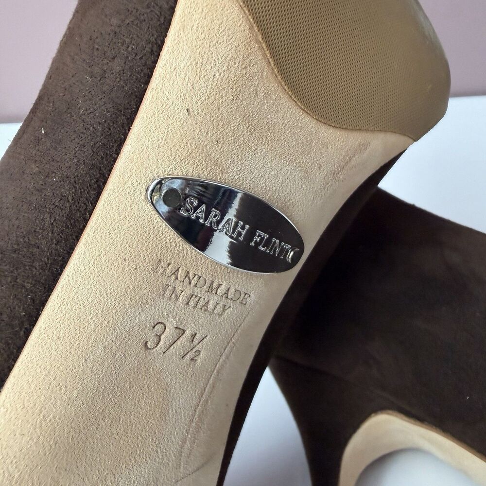 Sarah Flint Perfect Pump 85 Heels Shoes Espresso Brown Suede Leather Size US 7 - Picture 7 of 8